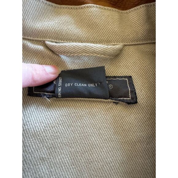 Vtg Guess Classics Chore Coat Men’s Sz L Tan Pockets Detachable Hood - Picture 6 of 11